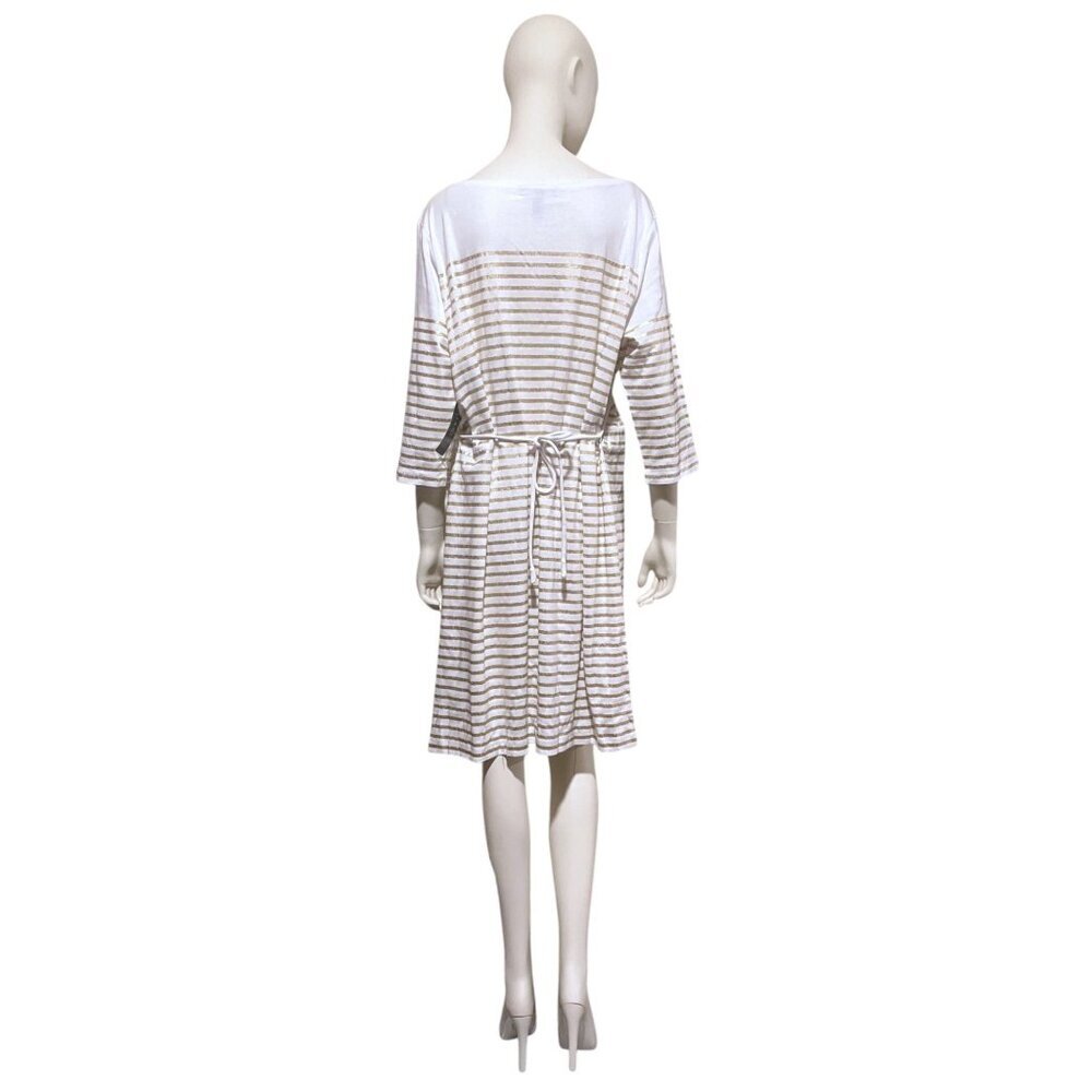 NWT Lauren Ralph Lauren Striped Midi Dress 2X Boat Neck Gold Nautical Resort - Picture 10 of 16